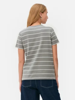 Camiseta De Cuello Redondo A Rayas