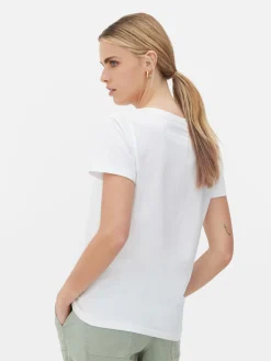 Camiseta De Manga Corta Con Cuello De Pico