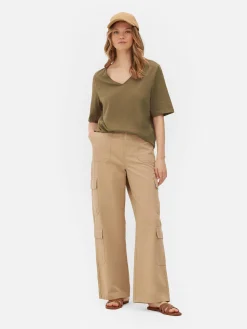 Camiseta De Manga Corta Con Cuello De Pico