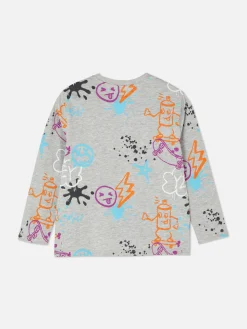 Camiseta De Manga Larga Con Estampado Gráfico