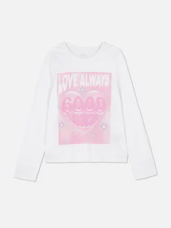 Camiseta De Manga Larga Con Estampado En El Pecho