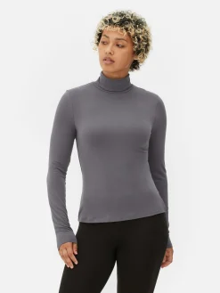 Camiseta De Manga Larga Con Cuello Vuelto