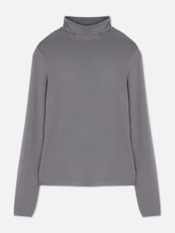 Camiseta De Manga Larga Con Cuello Vuelto