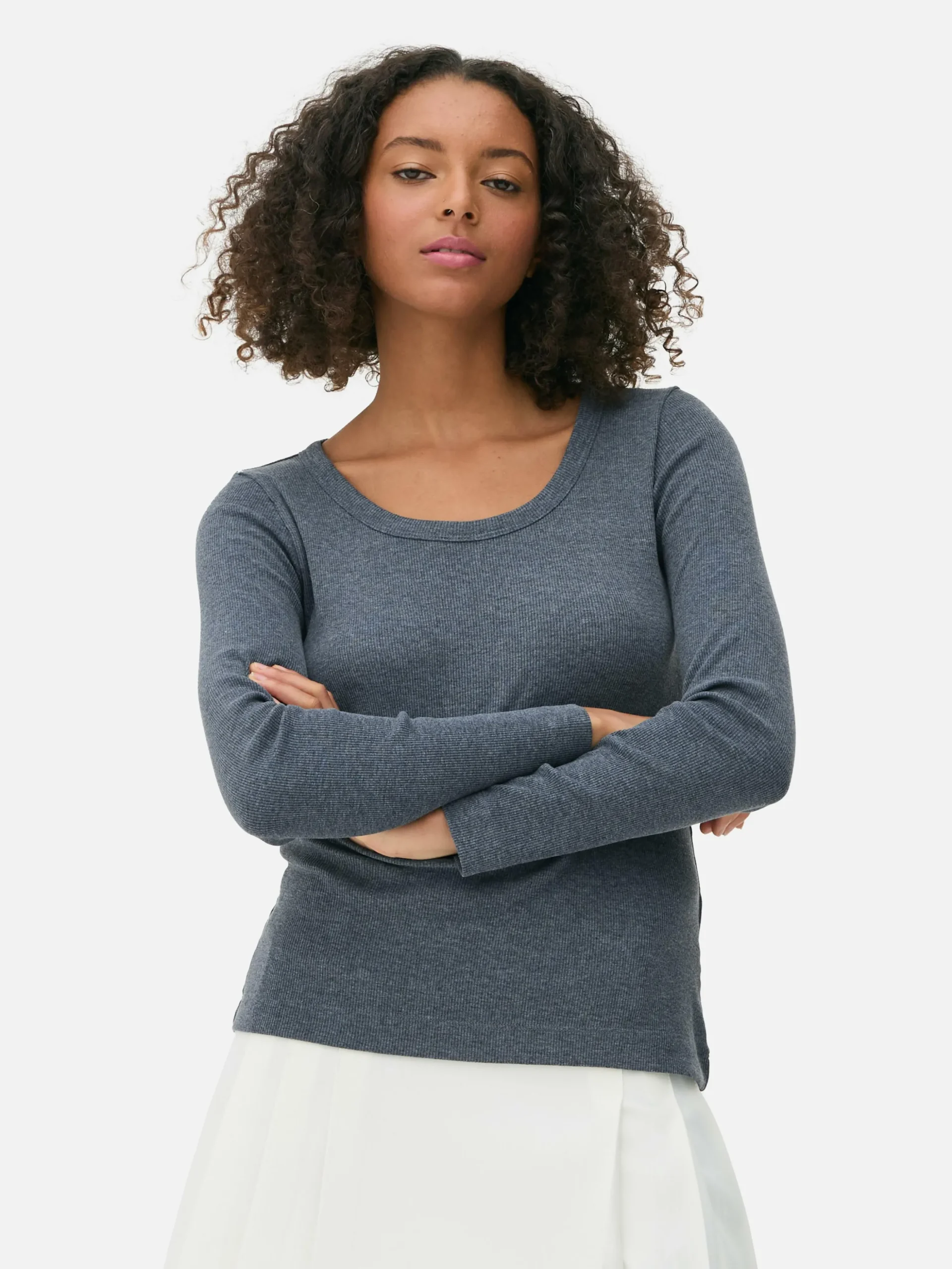 Camiseta De Manga Larga Con Escote Amplio