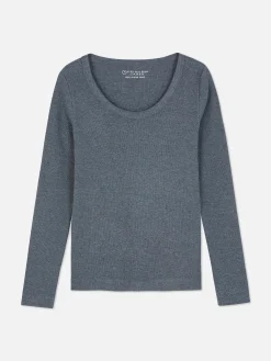 Camiseta De Manga Larga Con Escote Amplio