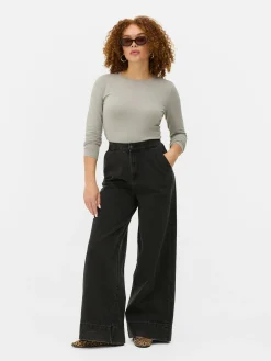 Camiseta De Manga Larga De Punto Elástico