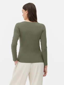 Camiseta De Manga Larga De Cuello De Pico