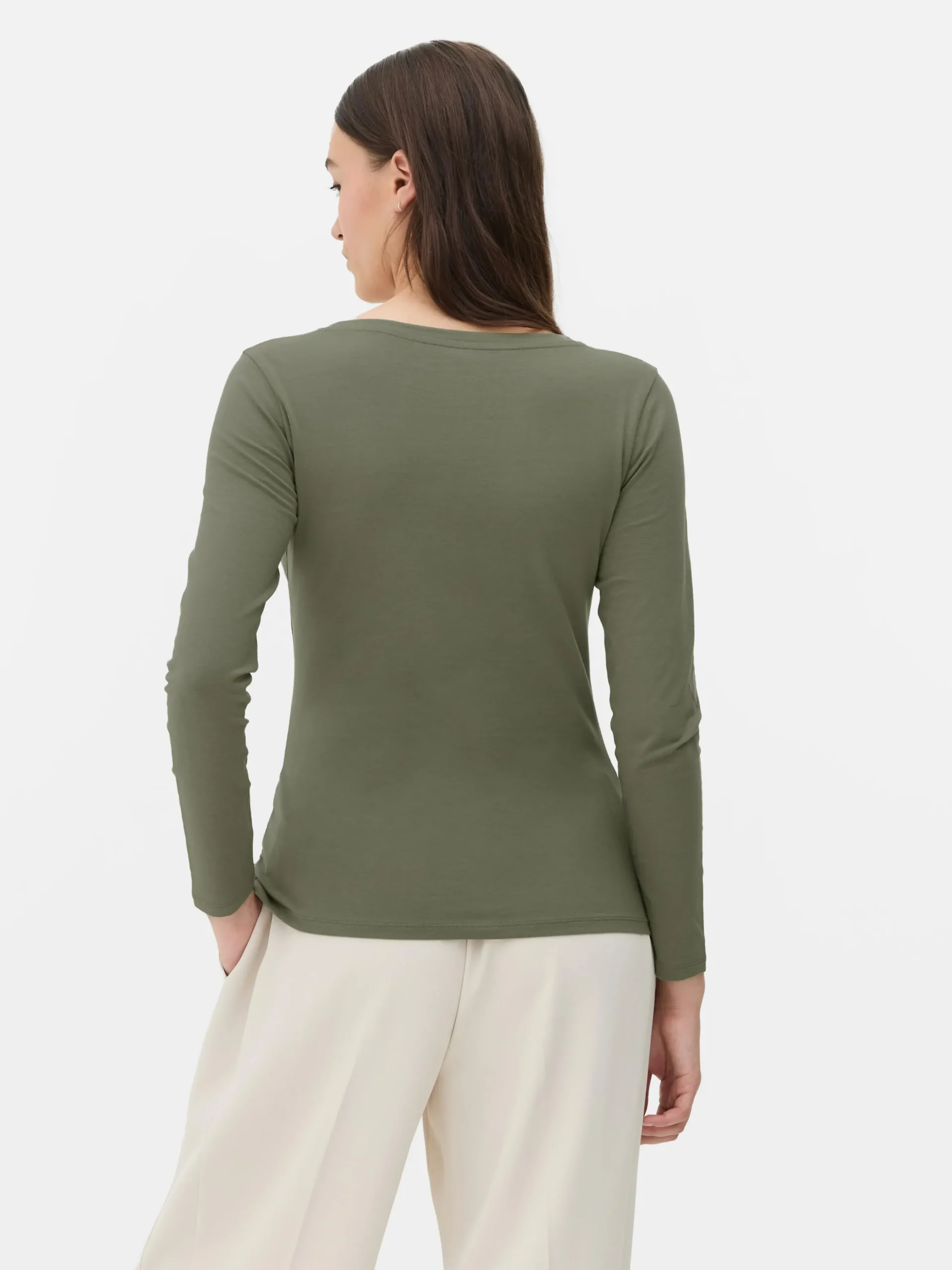 Camiseta De Manga Larga De Cuello De Pico