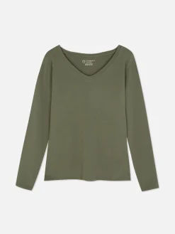 Camiseta De Manga Larga De Cuello De Pico