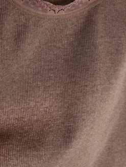 Camiseta De Pijama Sin Mangas Con Ribetes De Encaje