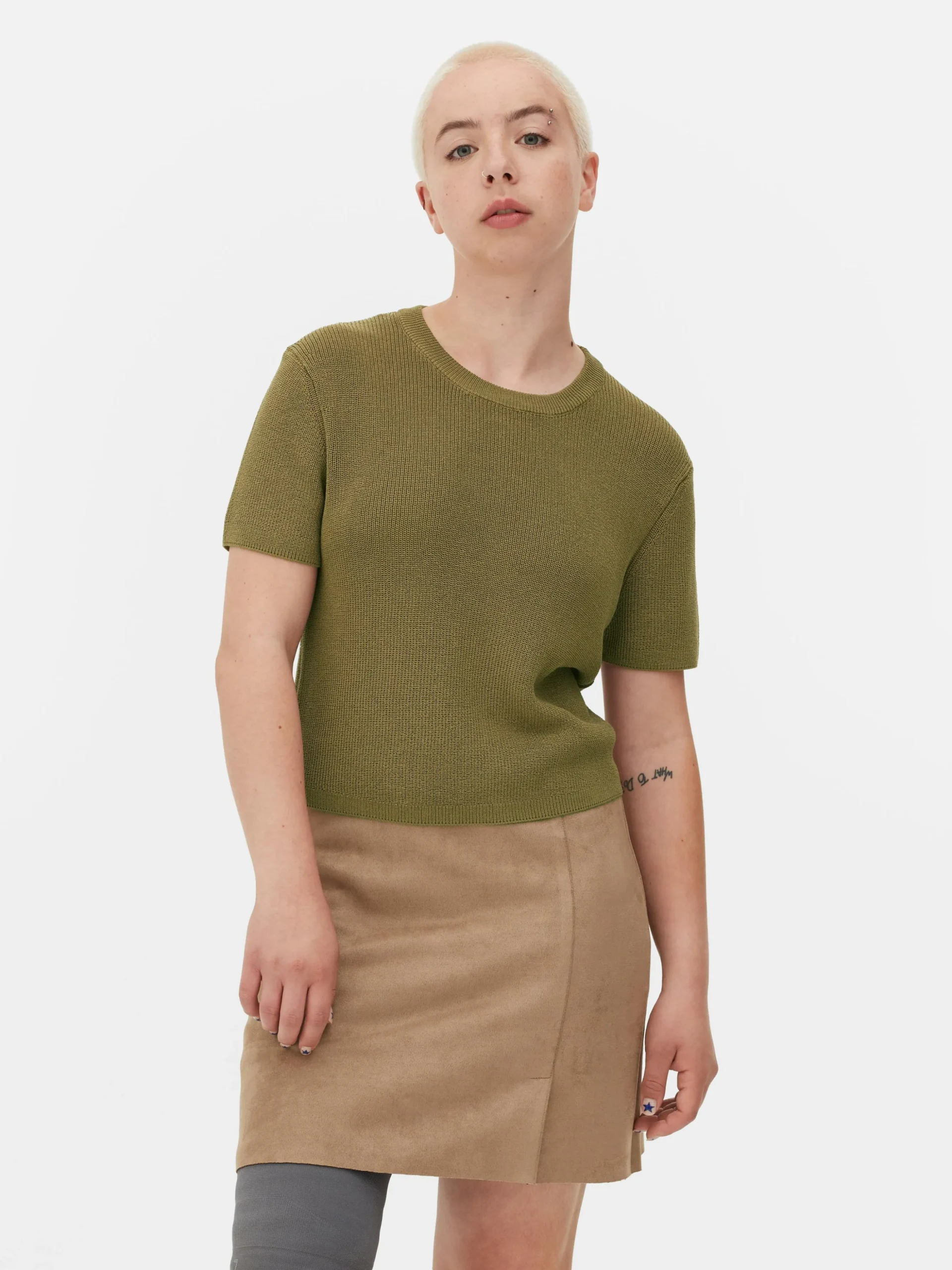 Camiseta De Punto De Cuello Redondo