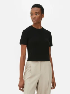 Camiseta De Punto De Cuello Redondo