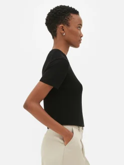 Camiseta De Punto De Cuello Redondo