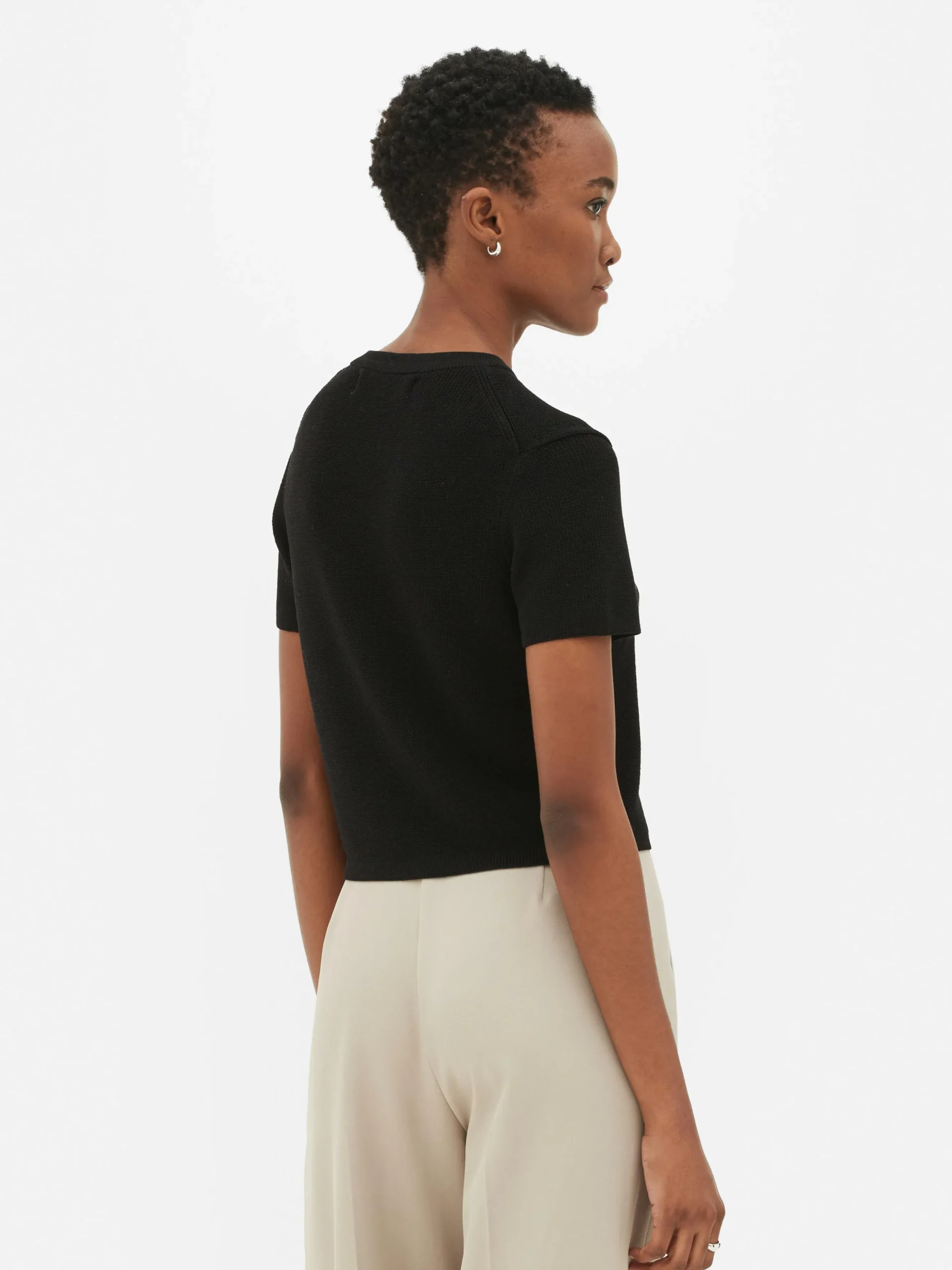 Camiseta De Punto De Cuello Redondo