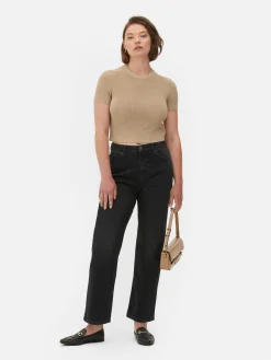 Camiseta De Punto De Cuello Redondo