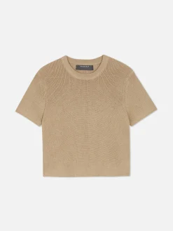 Camiseta De Punto De Cuello Redondo