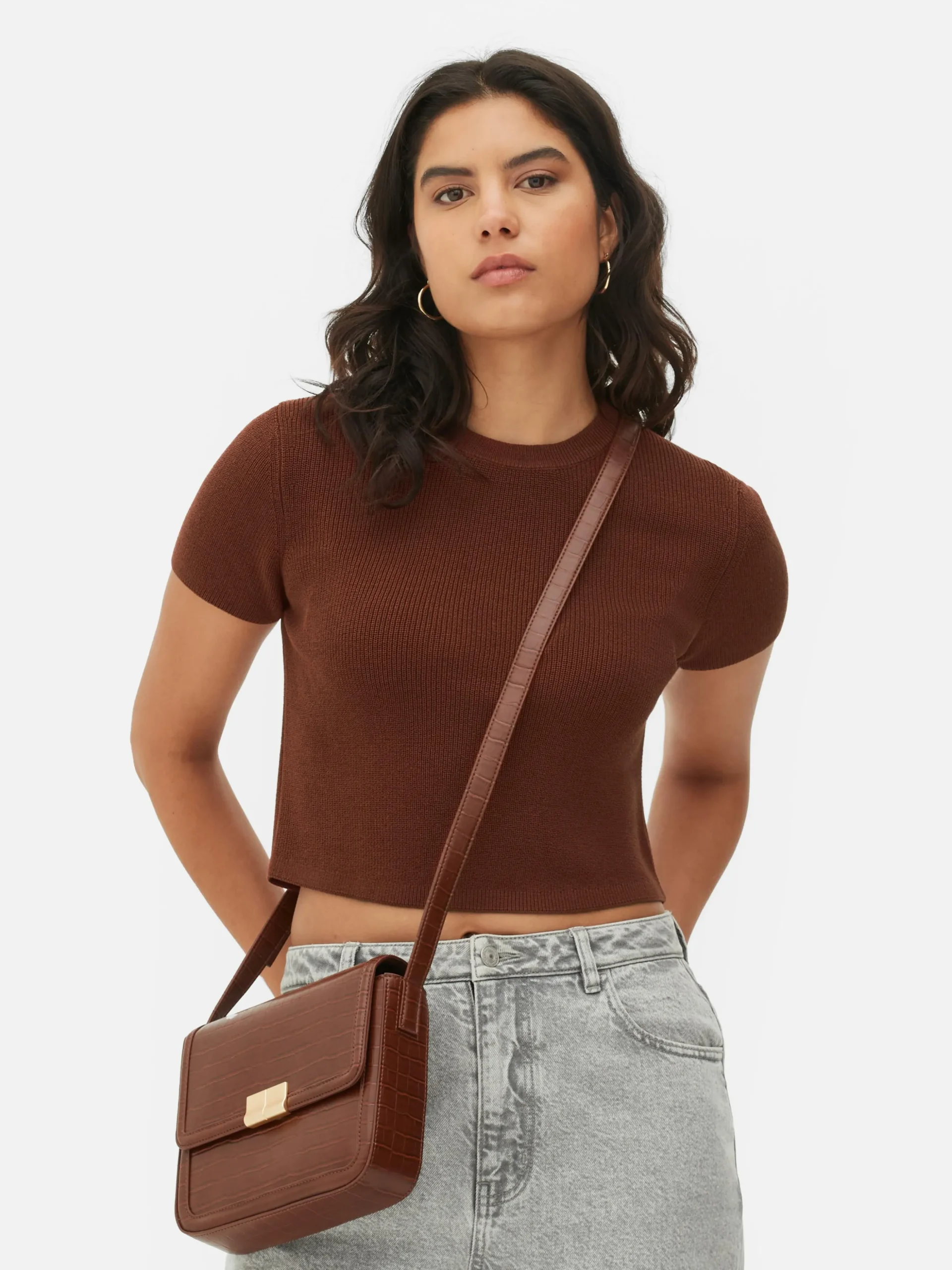 Camiseta De Punto De Cuello Redondo