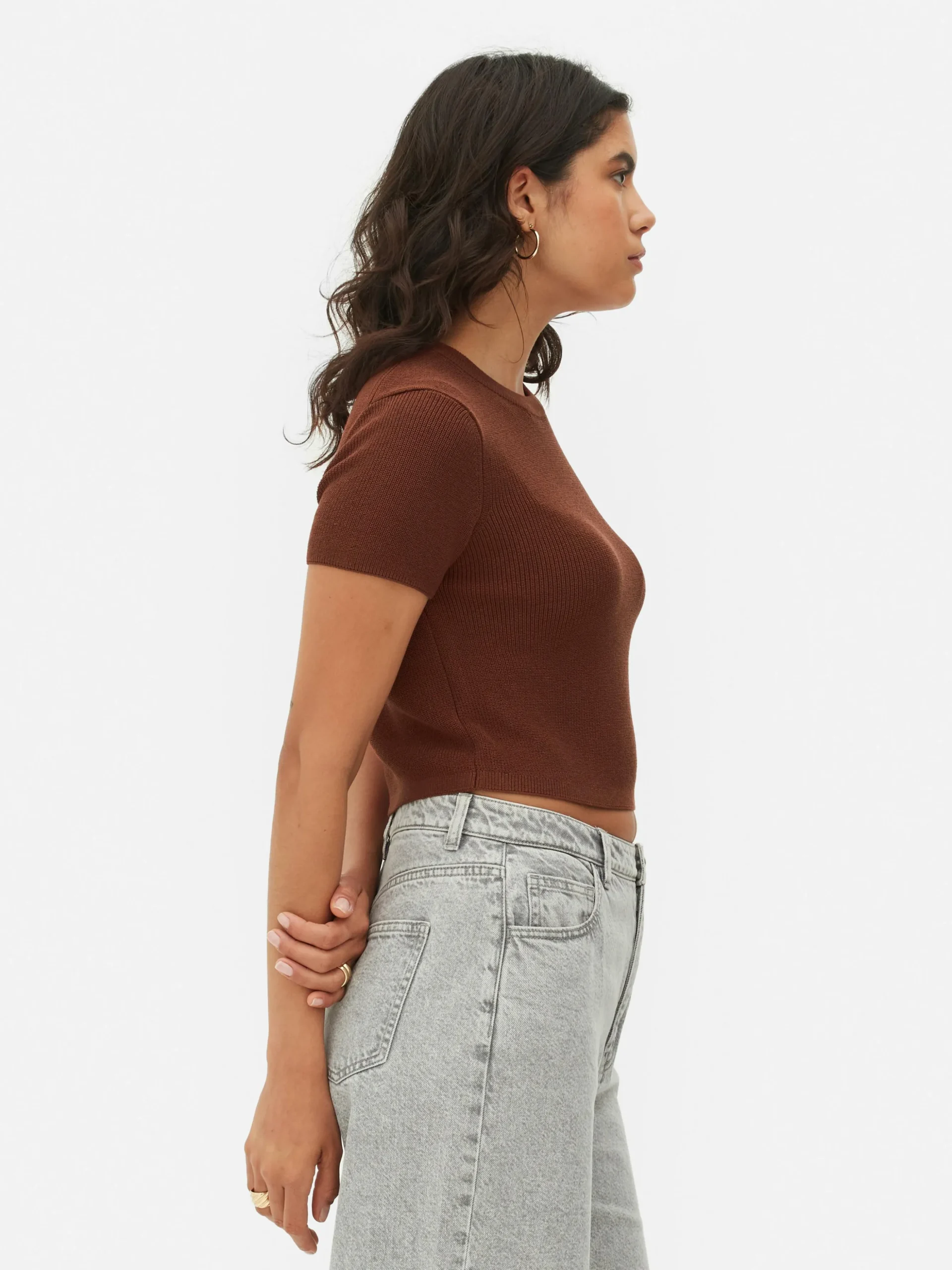 Camiseta De Punto De Cuello Redondo