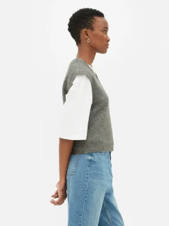 Camiseta De Punto Sin Mangas Con Cuello De Pico