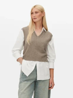 Camiseta De Punto Sin Mangas Con Cuello De Pico