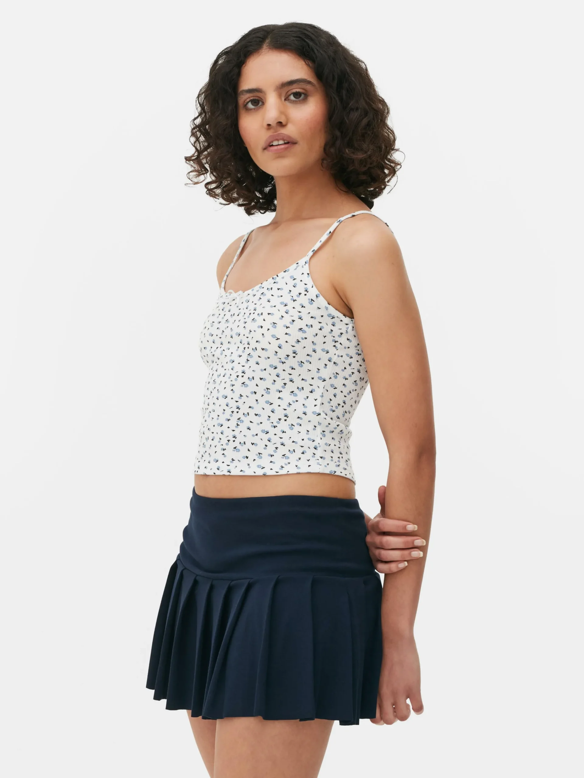 Camiseta De Tirantes Acanalada De Flores