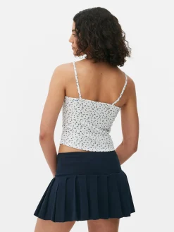 Camiseta De Tirantes Acanalada De Flores