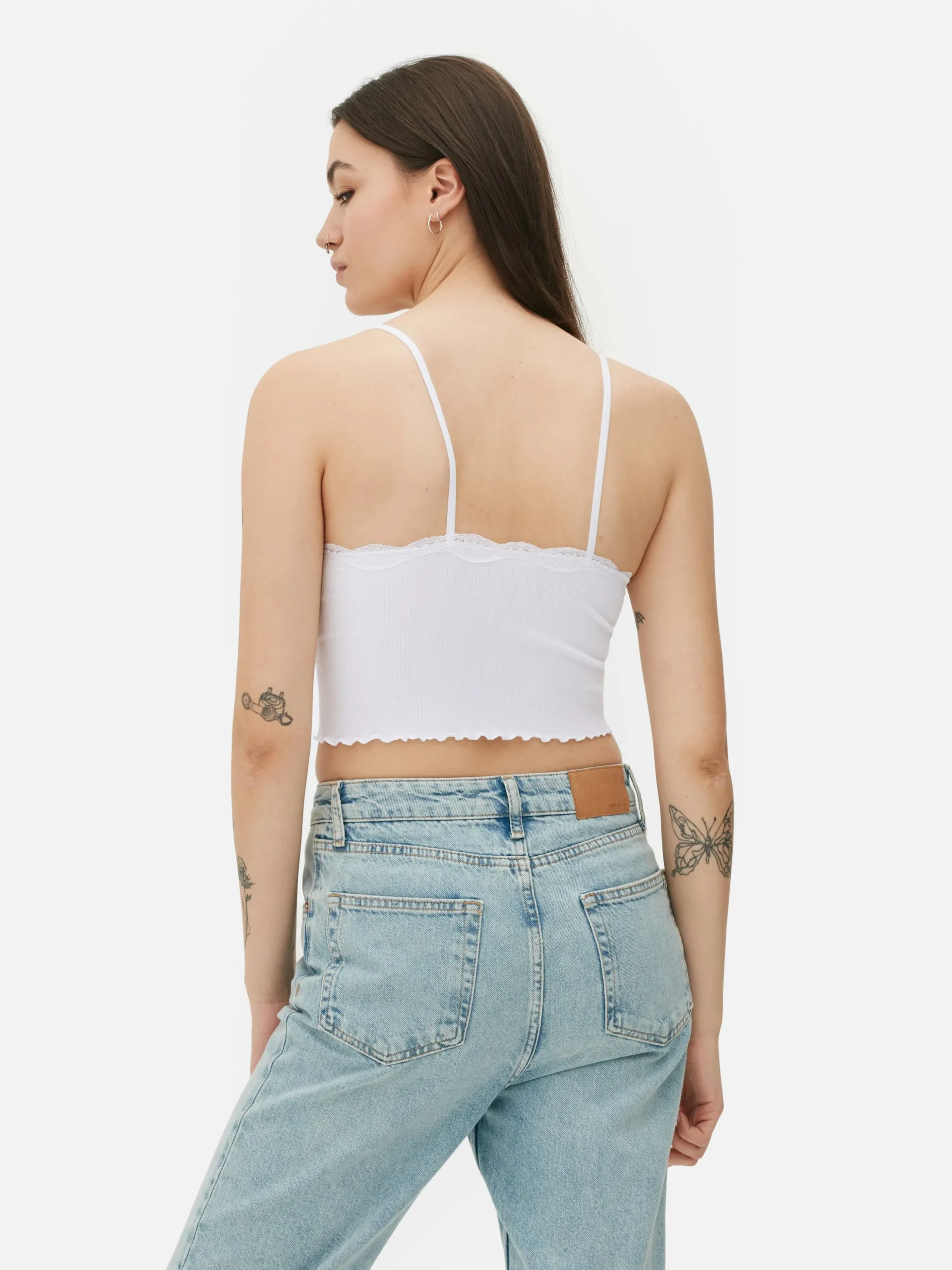 Camiseta De Tirantes Corta Con Ribete De Encaje