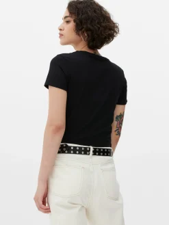 Camiseta Elástica Con Cuello Redondo