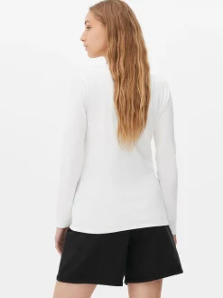 Camiseta Elástica Con Cuello Redondo