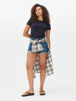 Camiseta Elástica Con Cuello Redondo