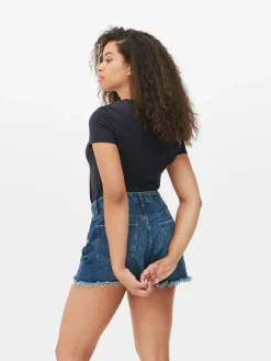 Camiseta Elástica Con Cuello Redondo