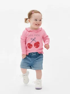 Camiseta Estampada Con Bajo Rizado