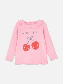 Camiseta Estampada Con Bajo Rizado