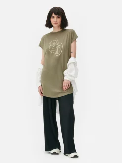 Camiseta Larga De Cuello Redondo