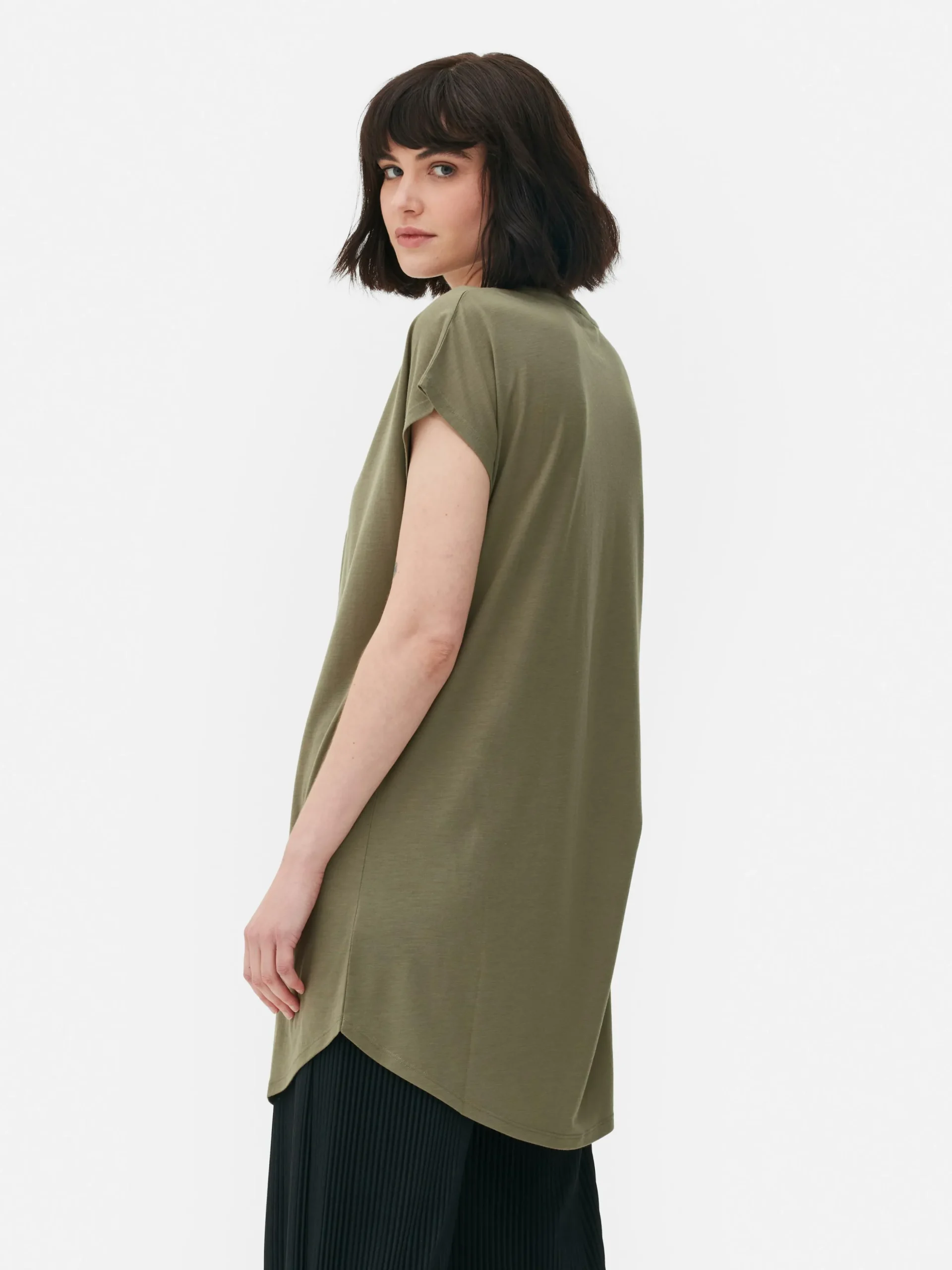 Camiseta Larga De Cuello Redondo