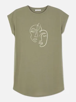 Camiseta Larga De Cuello Redondo