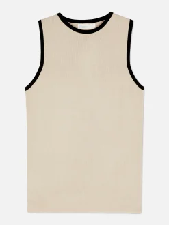 Camiseta Larga Sin Mangas De Cuello Redondo