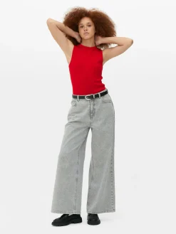 Camiseta Larga Sin Mangas De Cuello Redondo