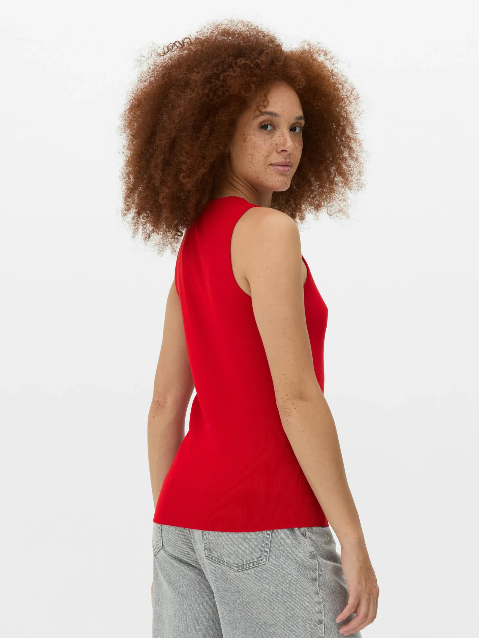 Camiseta Larga Sin Mangas De Cuello Redondo