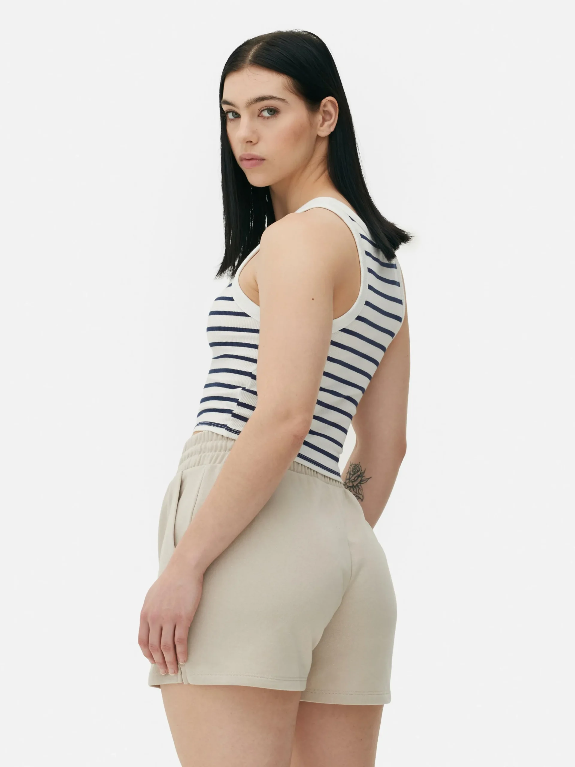 Camiseta Sin Mangas A Rayas Con Espalda Nadadora