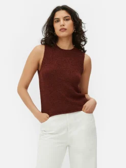 Camiseta Sin Mangas De Punto Con Bajo Sin Rematar