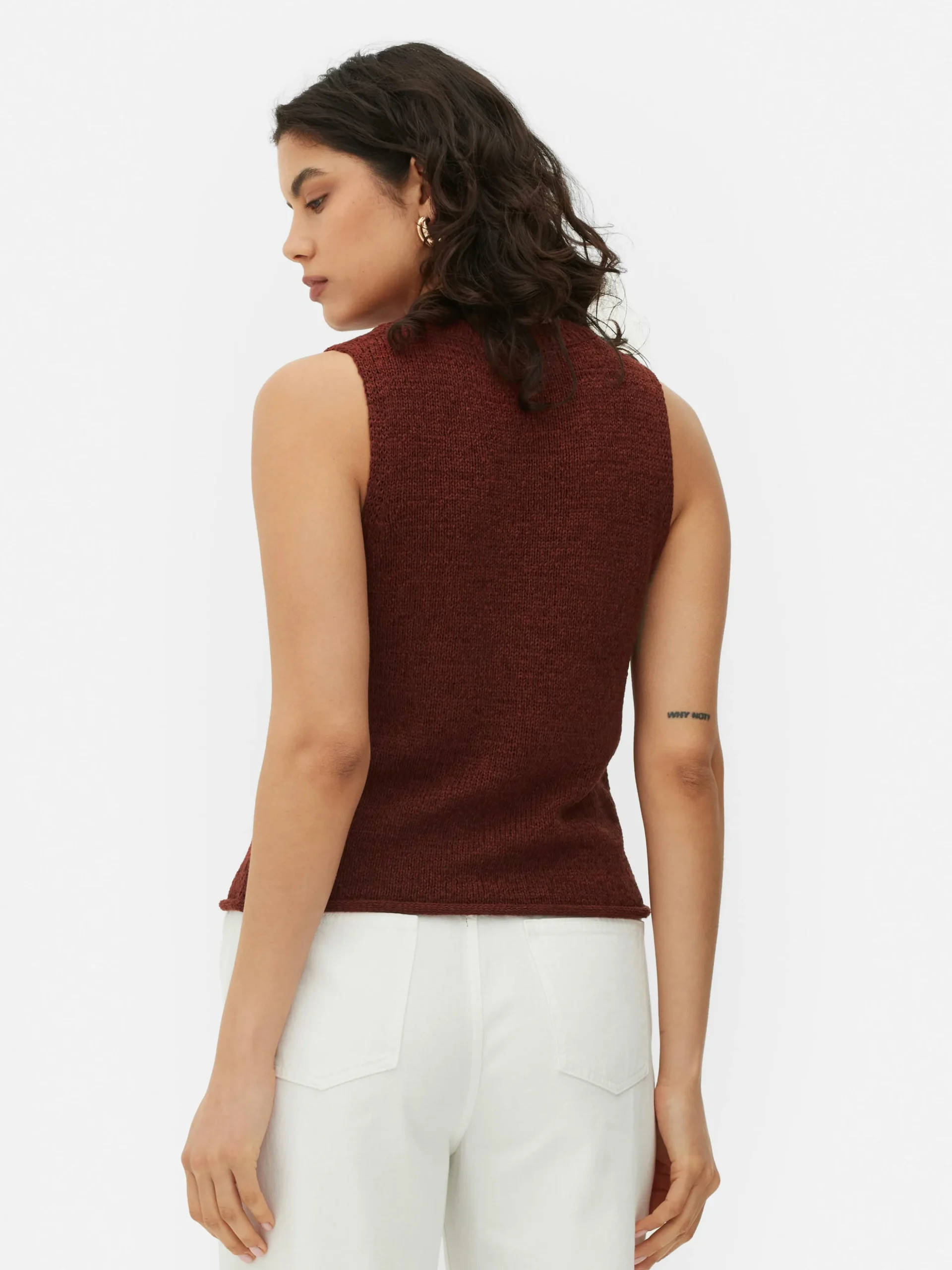 Camiseta Sin Mangas De Punto Con Bajo Sin Rematar