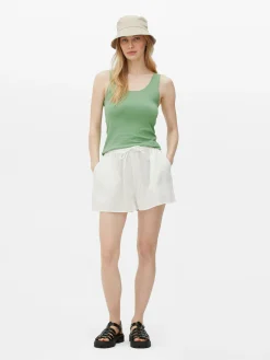 Camiseta Sin Mangas Elástica Básica De Escote Amplio