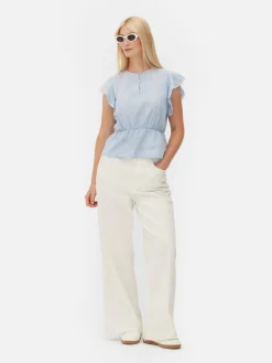 Camiseta Victoriana Sin Mangas Con Bordado Inglés