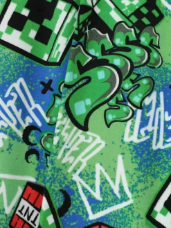 Camiseta Y Pantalón De Pijama Con Grafitis Minecraft