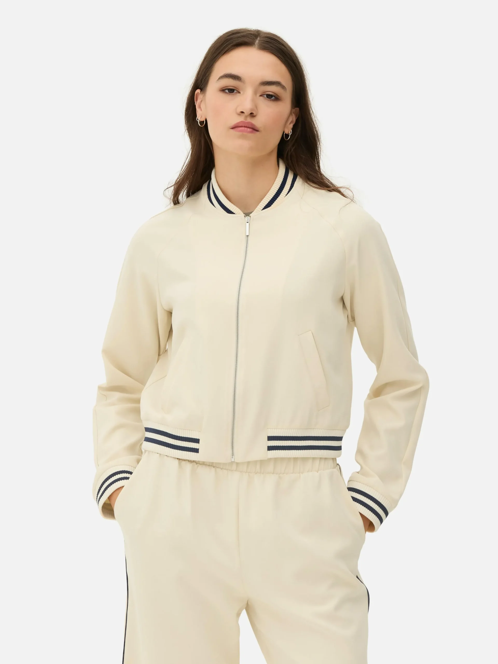 Cazadora Bómber Con Ribete A Rayas