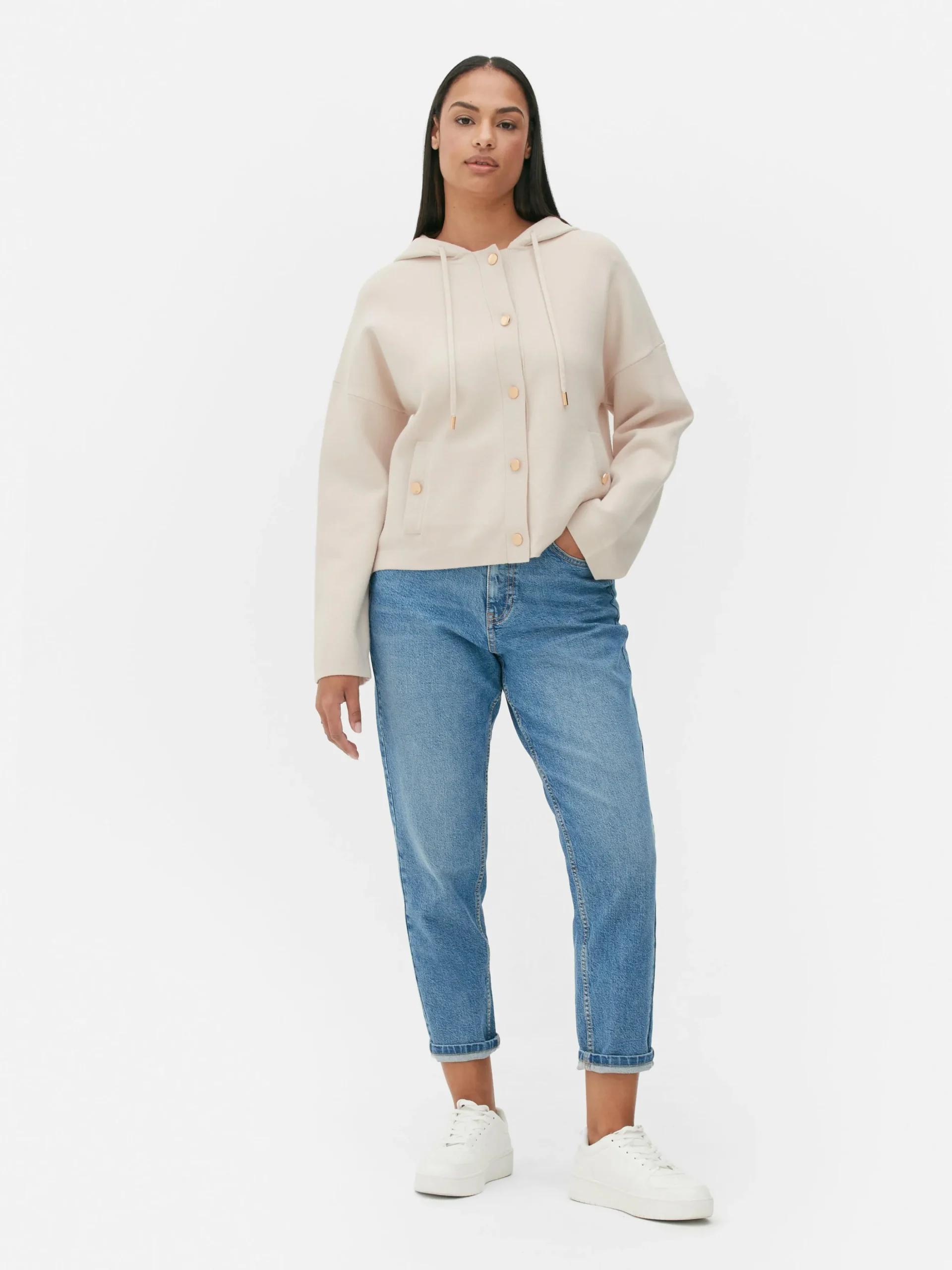 Cazadora Bómber De Punto Con Capucha