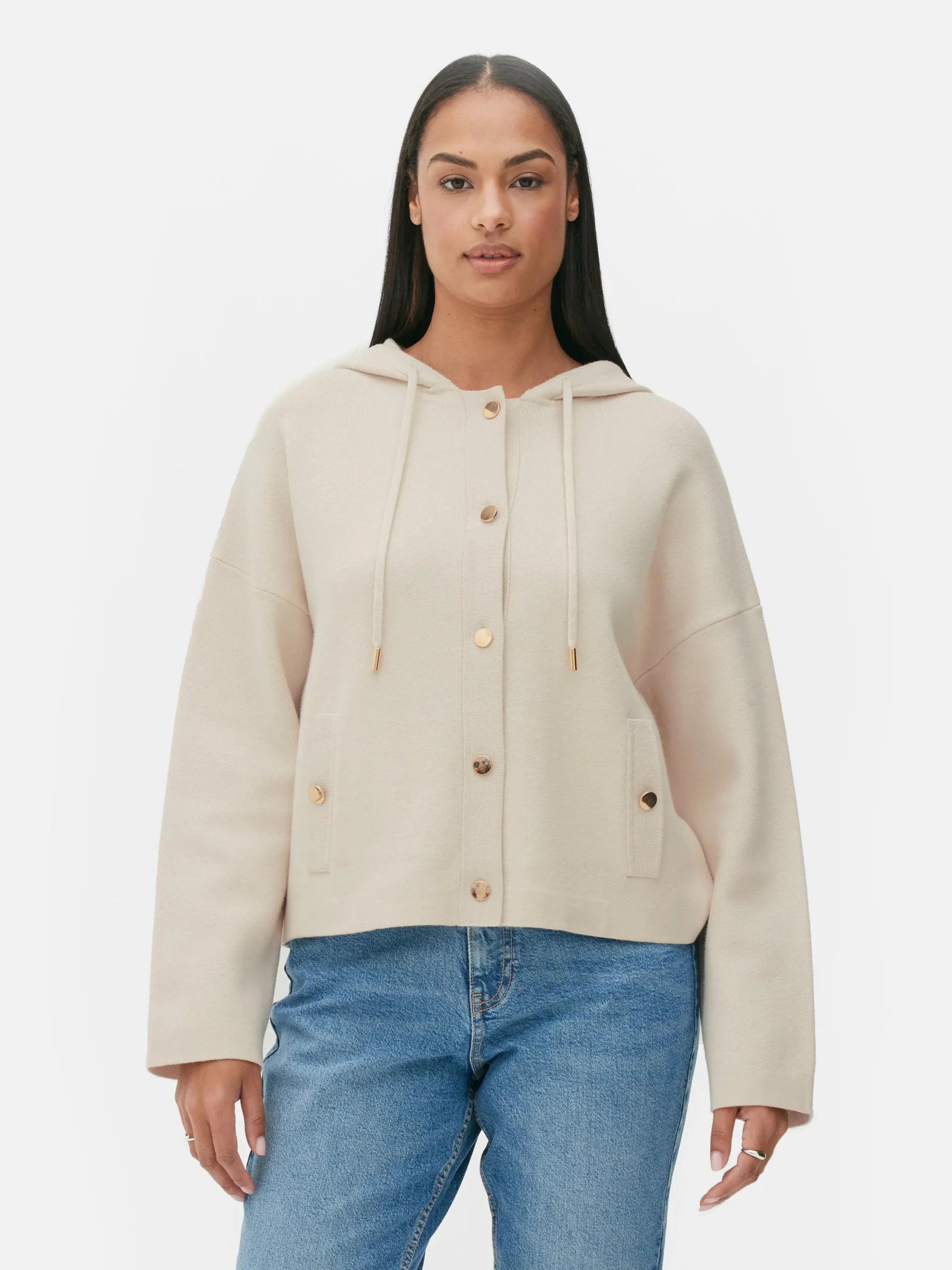 Cazadora Bómber De Punto Con Capucha