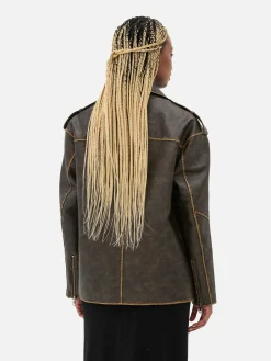 Cazadora Motera Extragrande De Efecto Desgastado