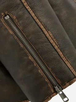 Cazadora Motera Extragrande De Efecto Desgastado